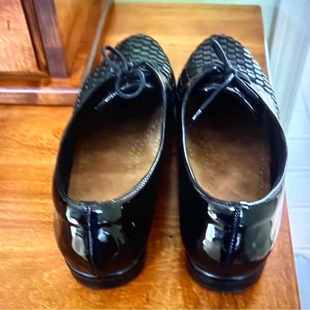 Trotters black patterned basket shoes leather lace up Oxford loafers flats - Picture 6 of 7